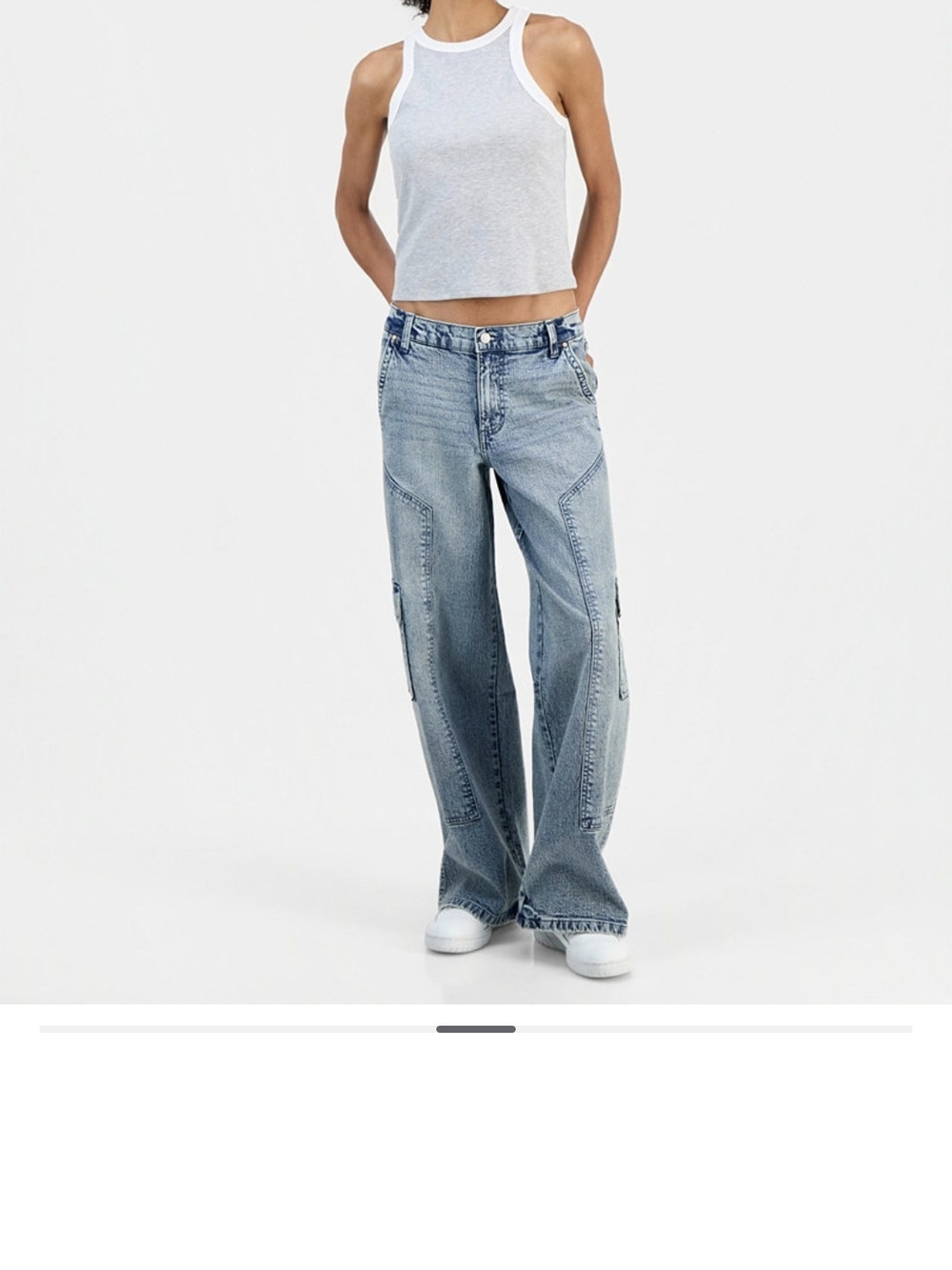 NWT Wide Leg Cargo Denim Jeans - Light Blue - Picture 6 of 11